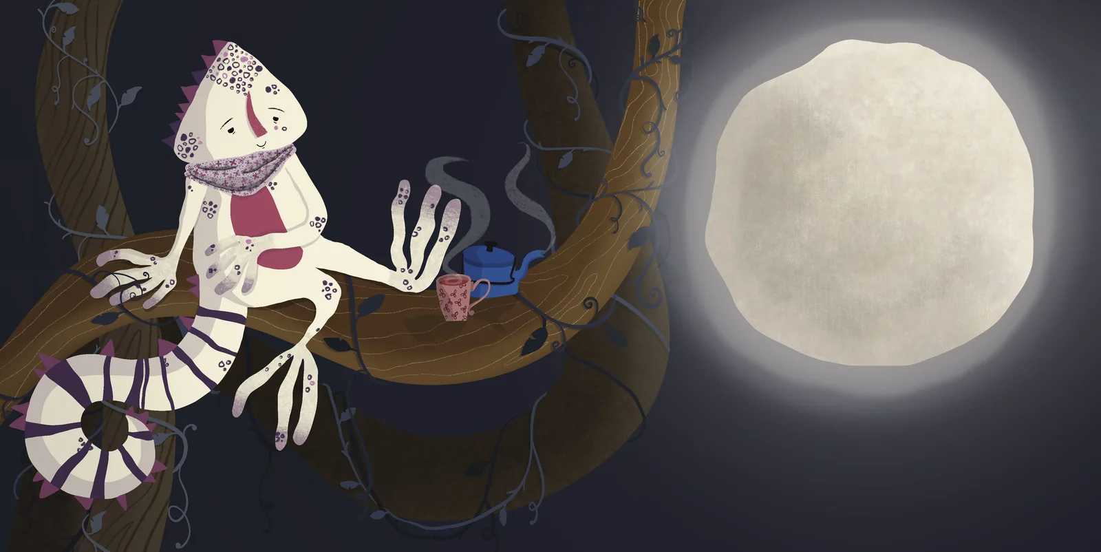 Spread 1 from A Lizard Called Badriyyah, a picture book about an introverted, dreamy lizard
