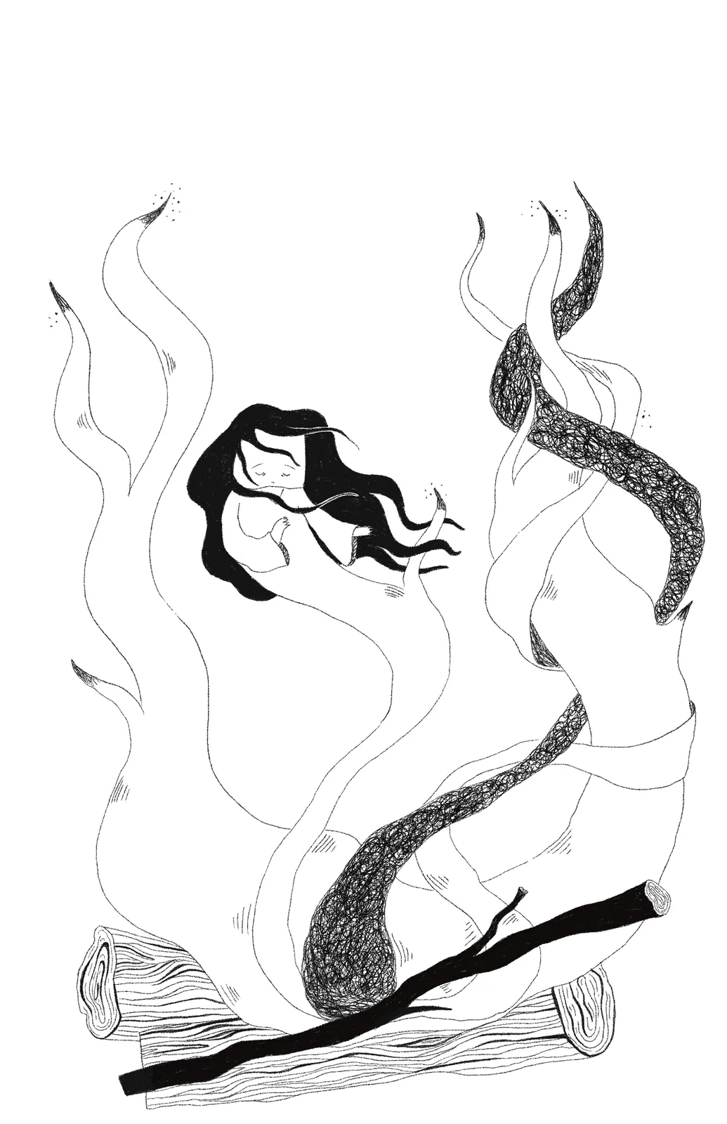 Black-and-white ink illustration 2 from Poetic Fragments